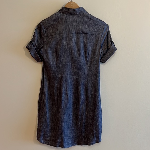 Theory women’s dress in stretchy, denim look like fabric. Button front closure. - Picture 5 of 9